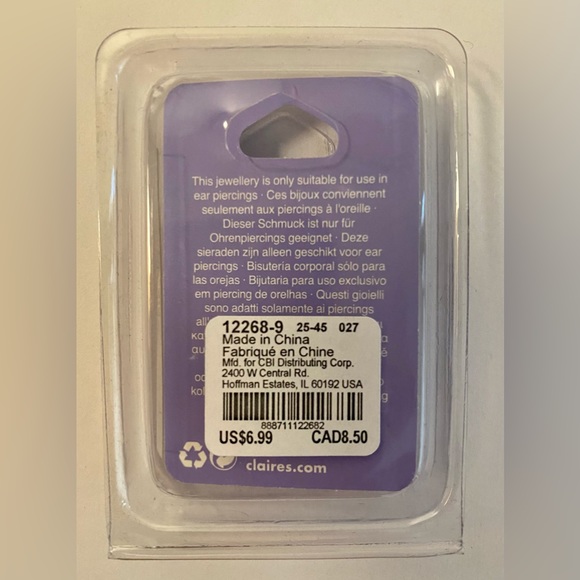 NWT Claire’s 16G Stainless Steel Targus Jewelry - Picture 2 of 5